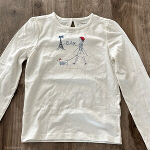 Janie and Jack White Long Sleeve Tee with Parisian Design